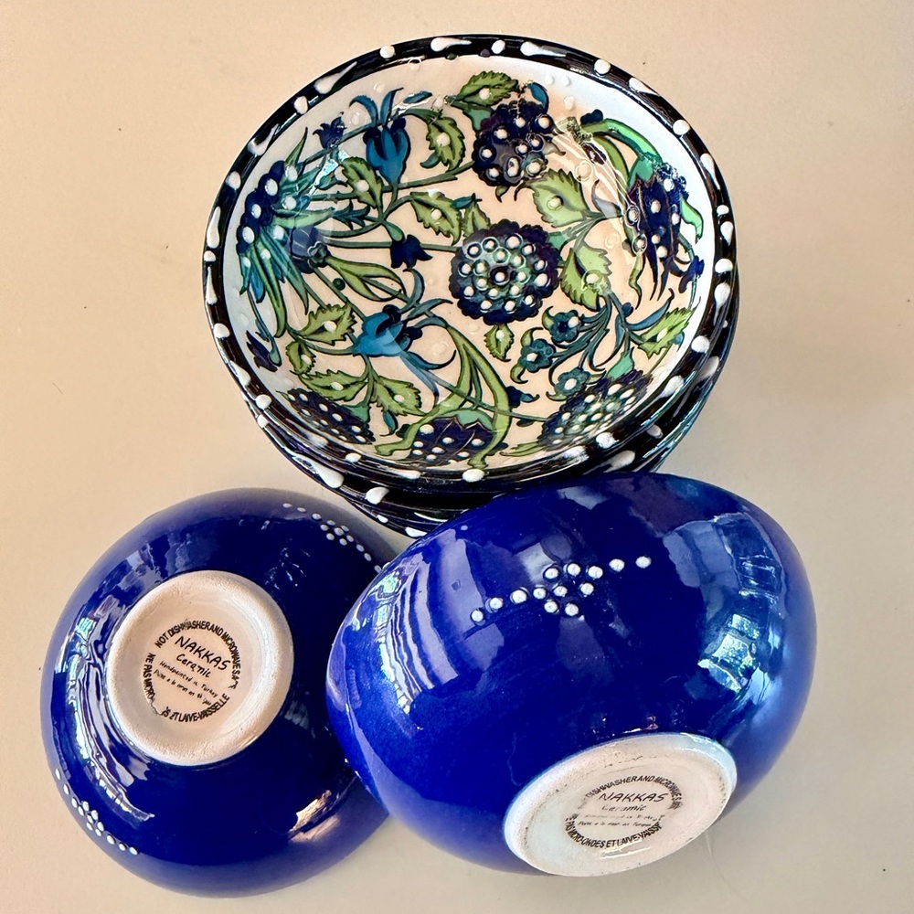 Nakkas Cini Turkish Ceramic Hand Painted Small Bowls -  Set of 4